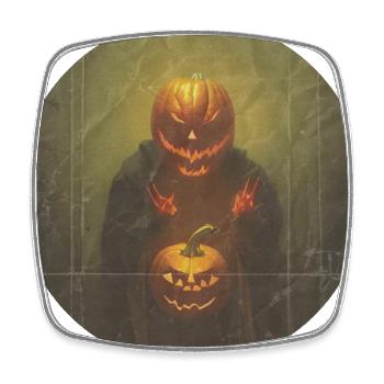Halloween - scary pumpkin head - Square fridge magnet - white - Front