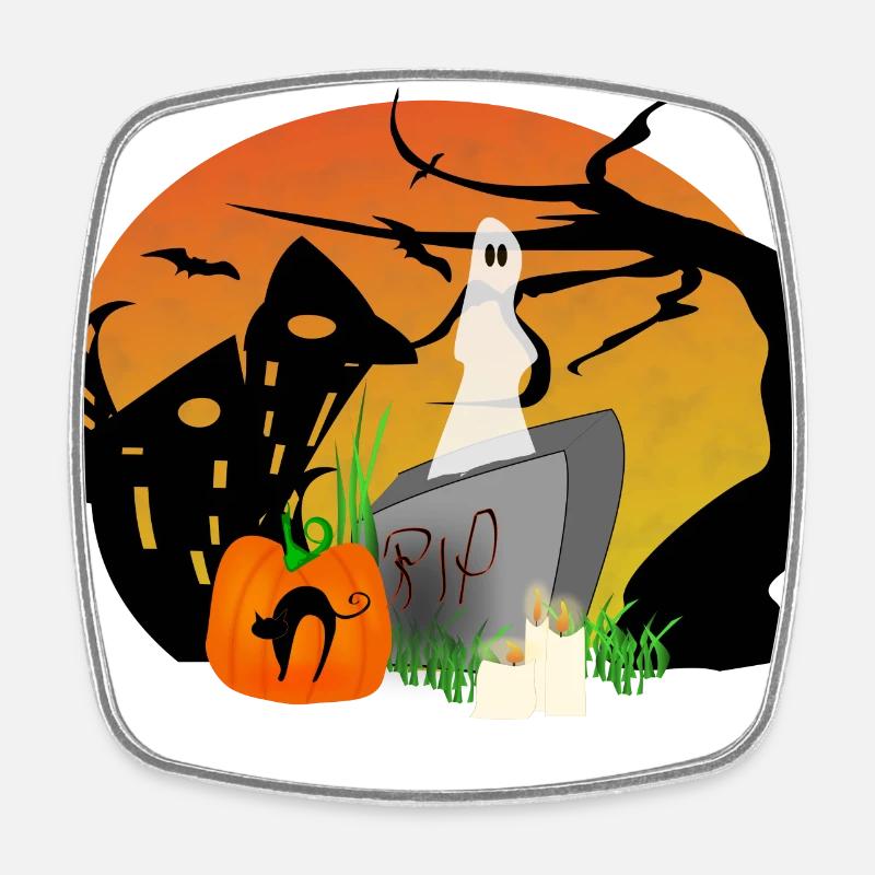HalloweenLandschaft - Viereckiger Kühlschrankmagnet - Weiß