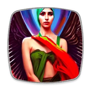 Hijab Femme Angel Wings Art - Magnet carré - blanc - Devant