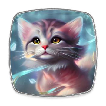 Mignon petit chaton - Magnet carré - blanc - Devant