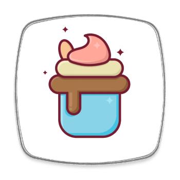 Ice cream - Square fridge magnet - white - Front