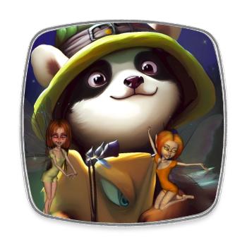 Cute panda with little fairies - Square fridge magnet - white - Front