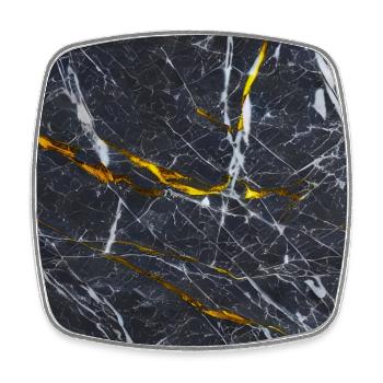 Marble Black Gold Texture - Square fridge magnet - white - Front