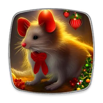 Cute little Christmas mouse - Square fridge magnet - white - Front