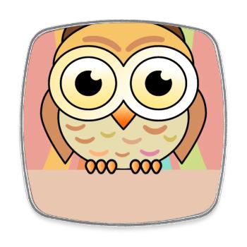 Name tag owl - Square fridge magnet - white - Front