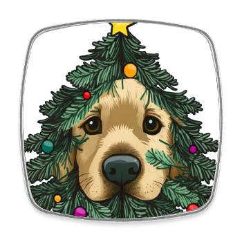 Golden Retriever im Weihachtsbaum [00175] - Viereckiger Kühlschrankmagnet - Weiß - Vorne