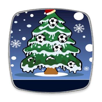 Christmas Soccer Player Name Tag - Square fridge magnet - white - Front