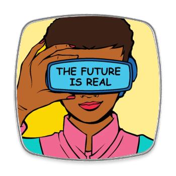 Die Zukunft Ist Real VR Vision - Viereckiger Kühlschrankmagnet - Weiß - Vorne