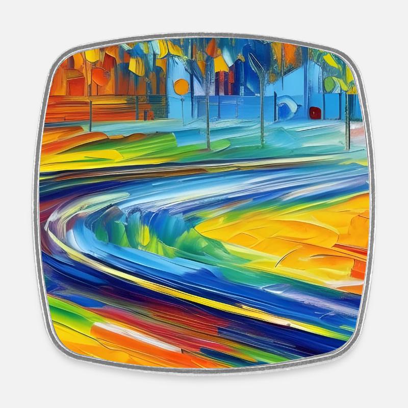 Neo-impressionist street - Square fridge magnet - white