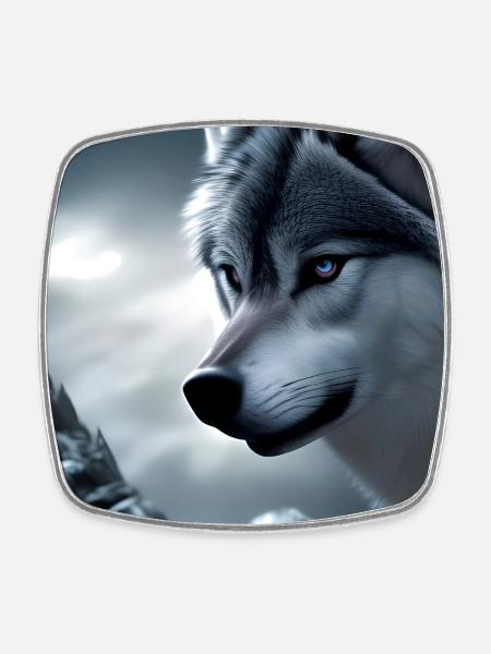 Weißer Wolf - Viereckiger Kühlschrankmagnet - Weiß