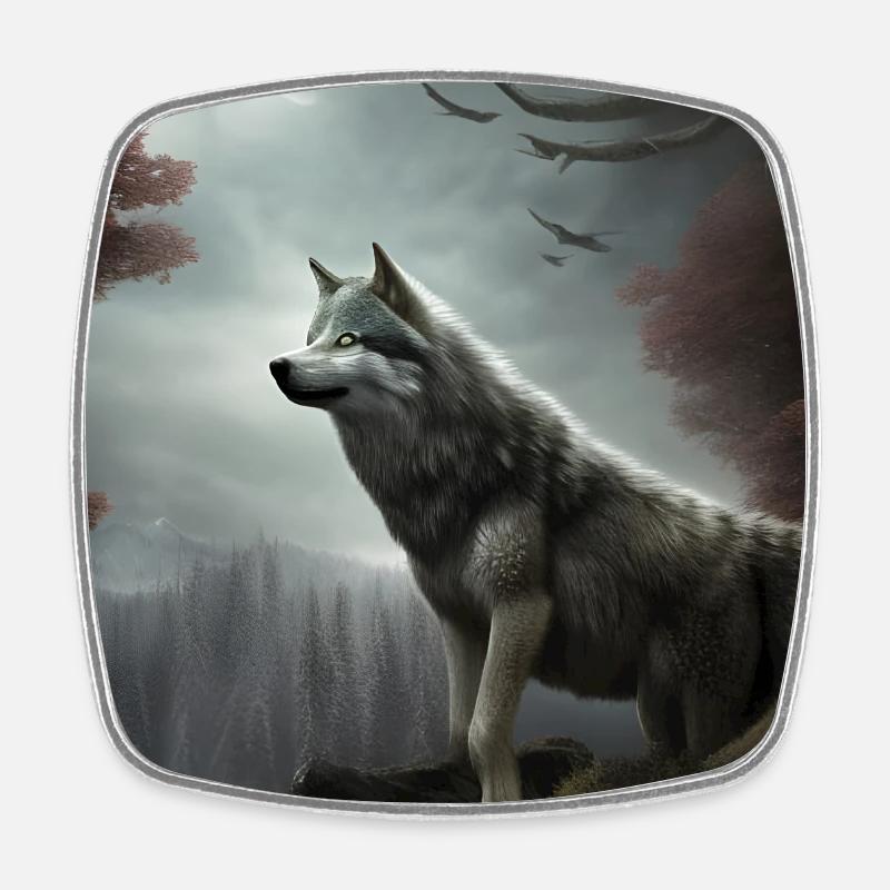 Wolf lovers - Square fridge magnet - white