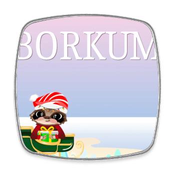 Weihnachten auf Borkum - Faultier Schlitten - Viereckiger Kühlschrankmagnet - Weiß - Vorne