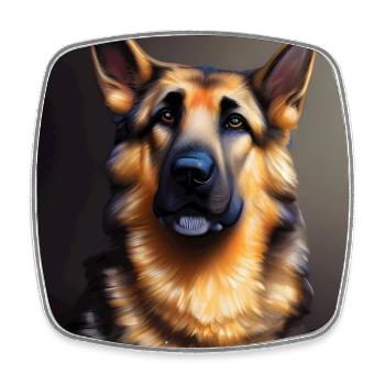 Deutscher Schäferhund Kunstwerk - Viereckiger Kühlschrankmagnet - Weiß - Vorne