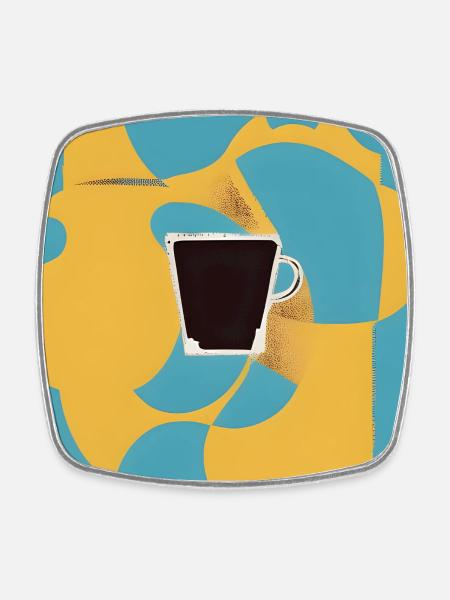 Coffe lovers portrait - Square fridge magnet - white