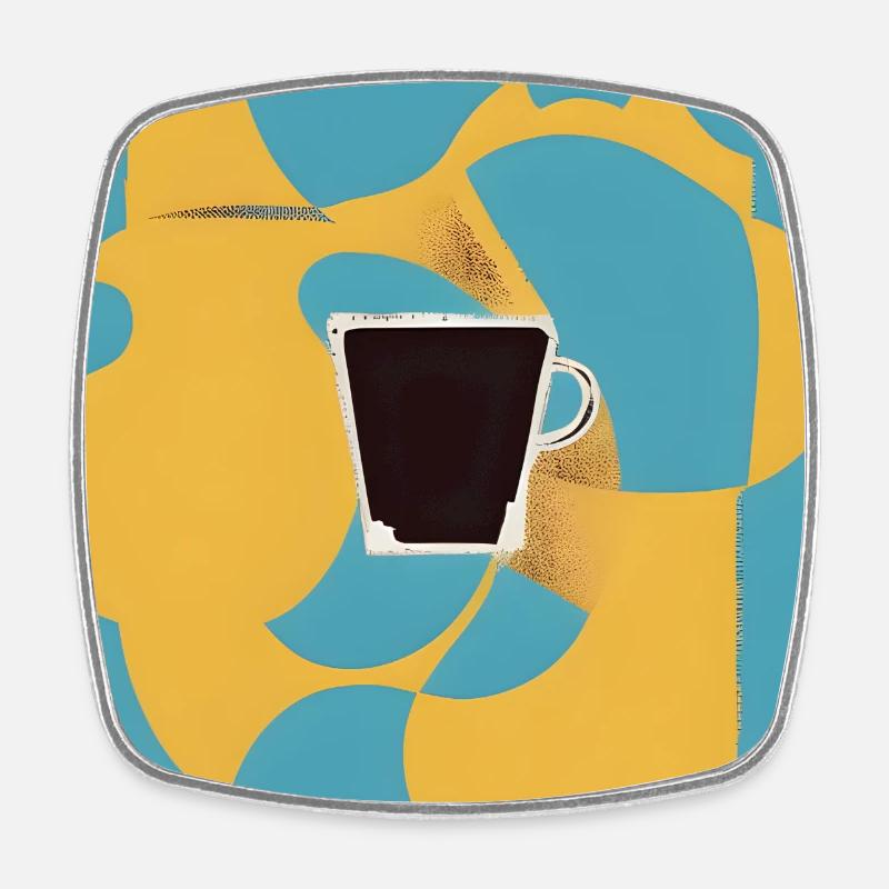 Coffe lovers portrait - Square fridge magnet - white