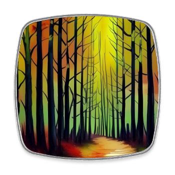 Coucher de soleil aquarelle forêt - Magnet carré - blanc - Devant
