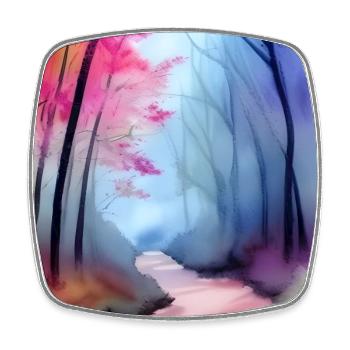Rosa und blaue Aquarellbäume - Viereckiger Kühlschrankmagnet - Weiß - Vorne