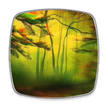Forest watercollor artwork - Square fridge magnet - white - Front