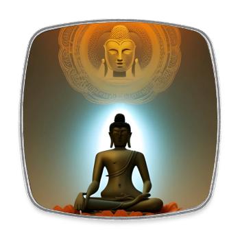 Statue de Bouddha - Magnet carré - blanc - Devant