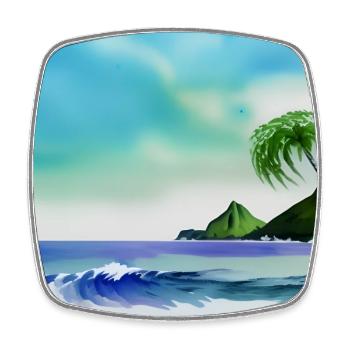 Watercolor ocean nature - Square fridge magnet - white - Front
