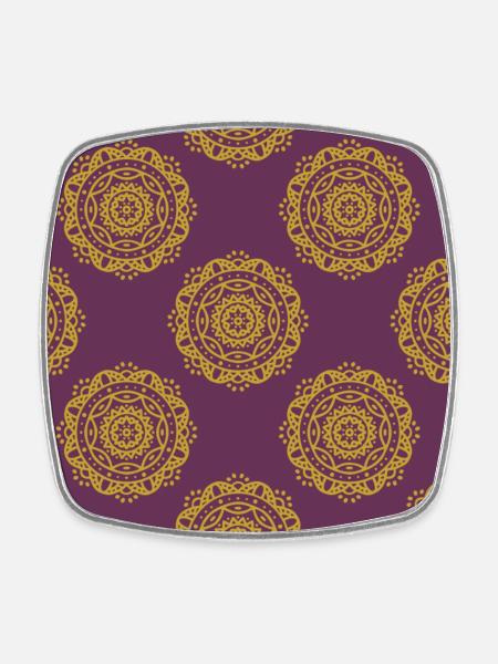 bunte Mandala-Muster-Design-Geschenkidee - Viereckiger Kühlschrankmagnet - Weiß