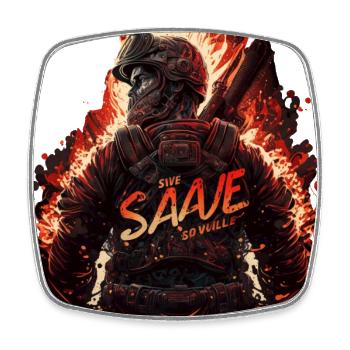 Ready for action: Fireman, your hero! - Square fridge magnet - white - Front