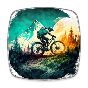 Mountainbike BMX MTB Fahrrad Street Trial Outdoor - Viereckiger Kühlschrankmagnet - Weiß - Vorne