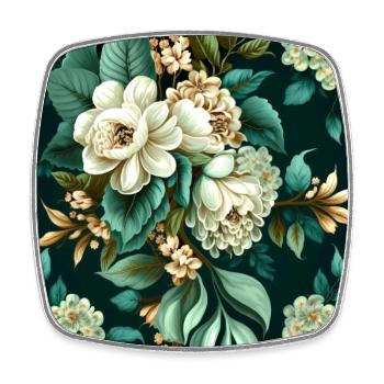 Vintage Flowery Design Floral 2 13 300 - Viereckiger Kühlschrankmagnet - Weiß - Vorne
