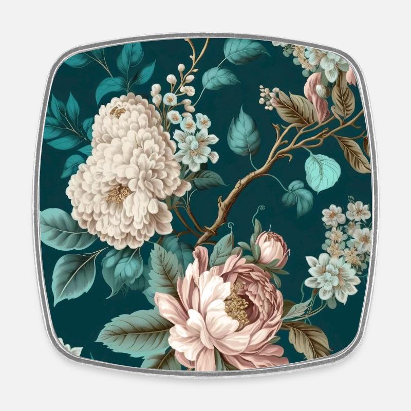 Floral Design 27 - Square fridge magnet - white