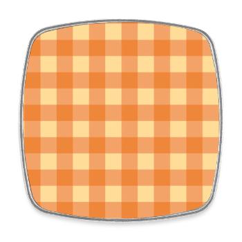 Retro 70's Buffalo Plaid Muster Gelb & Orange - Viereckiger Kühlschrankmagnet - Weiß - Vorne