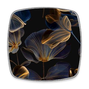 Fleurs dorées transparentes - Magnet carré - blanc - Devant