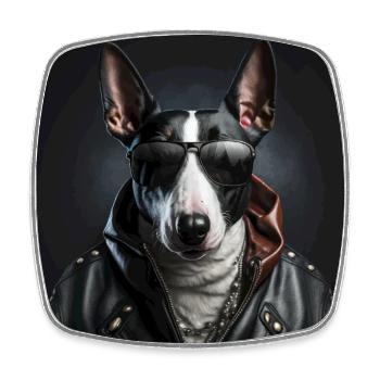 cool Bull Terrier - Square fridge magnet - white - Front
