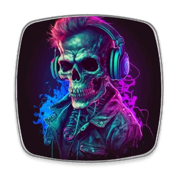 Zombie dark music dj - Square fridge magnet - white - Front