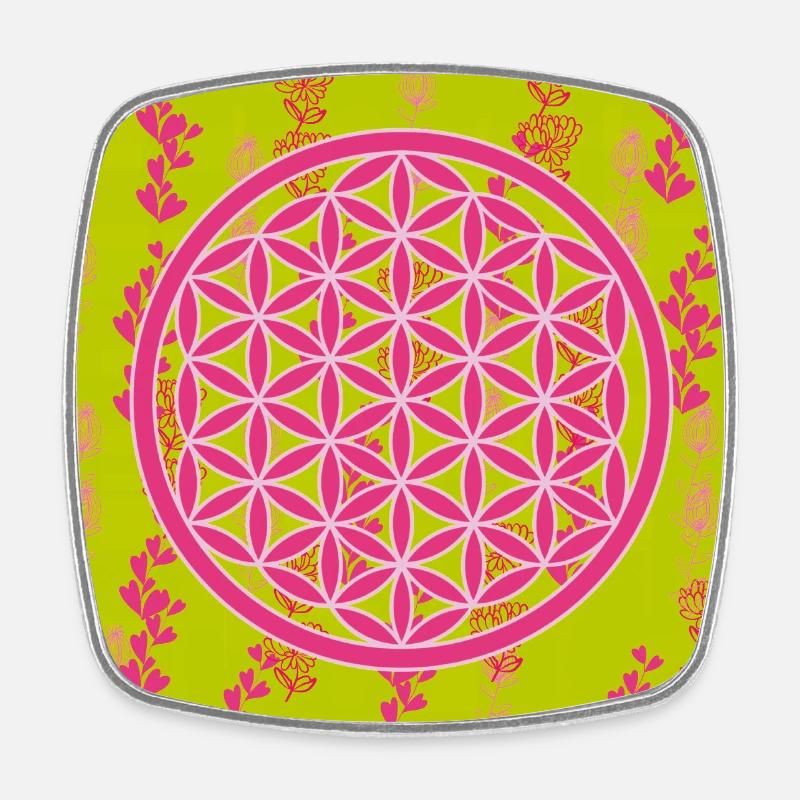 Fleur de vie rose - Magnet carré - blanc