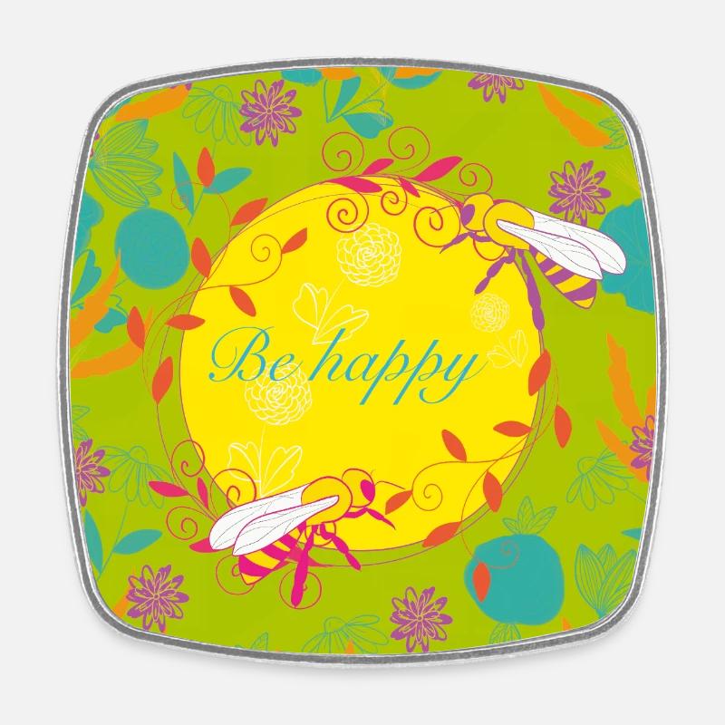 Be happy - Magnet carré - blanc