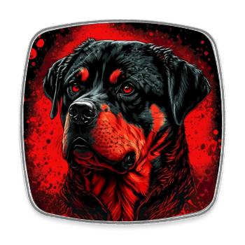 Dark Rottweiler Love - Square fridge magnet - white - Front