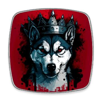 King Husky - Viereckiger Kühlschrankmagnet - Weiß - Vorne