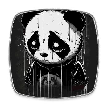 niedlicher trauriger Panda - Viereckiger Kühlschrankmagnet - Weiß - Vorne
