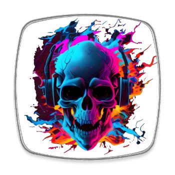 Metal Skull - Viereckiger Kühlschrankmagnet - Weiß - Vorne