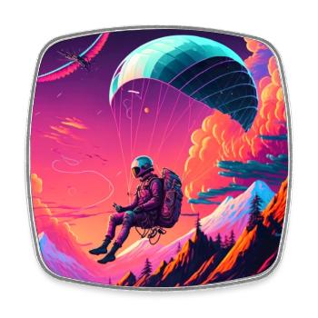 Paraglider im Synthwave Stil - Viereckiger Kühlschrankmagnet - Weiß - Vorne