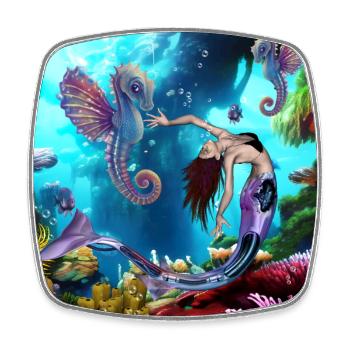 Merveilleuse sirène avec hippocampes - Magnet carré - blanc - Devant
