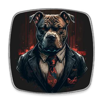 American Staffordshire Terrier im Anzug - Viereckiger Kühlschrankmagnet - Weiß - Vorne