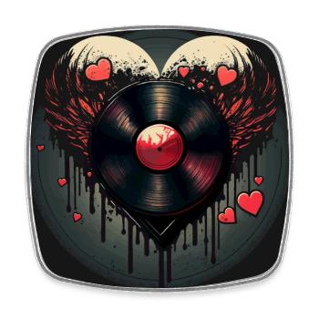 Collecteur de disques vinyles - Magnet carré - blanc - Devant