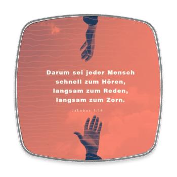Schnell zum Hören und Langsam zum Zorn - Viereckiger Kühlschrankmagnet - Weiß - Vorne