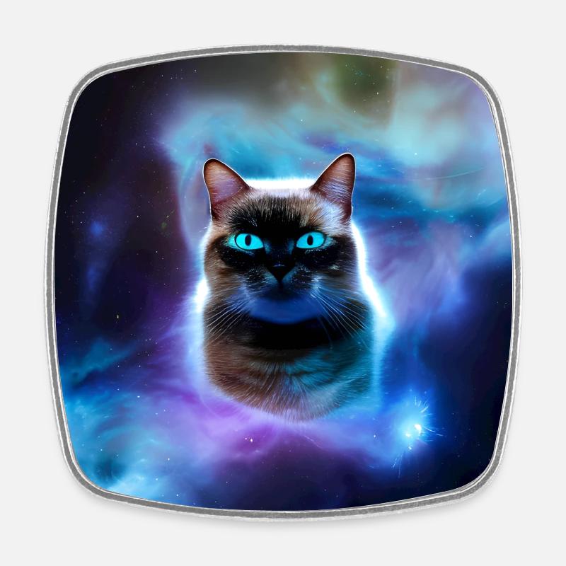Chat dans l’espace - Magnet carré - blanc