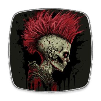 Horreur Punk Zombie Crâne - Magnet carré - blanc - Devant