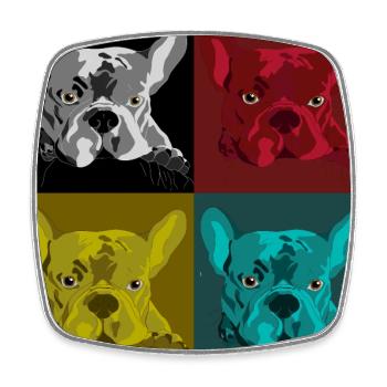 Frenchie Pop Art Vierfarb Design - Viereckiger Kühlschrankmagnet - Weiß - Vorne