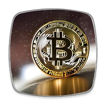 Bitcoin, Moon and Stars - Square fridge magnet - white - Front
