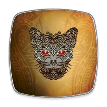 decorative cat head - Square fridge magnet - white - Front