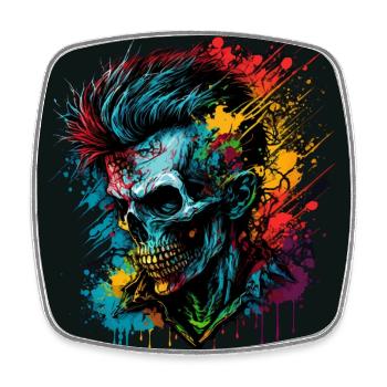 Apocalyptique Rainbow Punk Zombie - Magnet carré - blanc - Devant